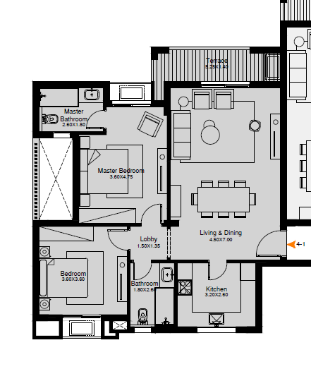 Floor plan for apartment at O West Orascom