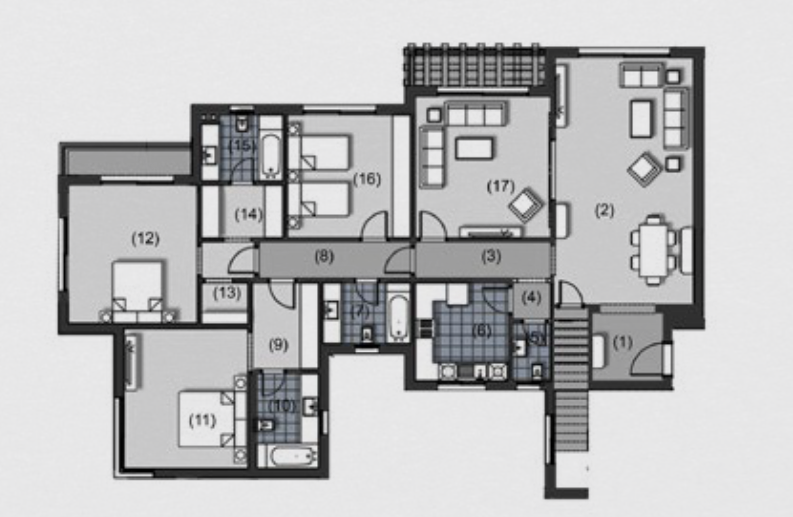 Floor plan for penthouse at Amberville