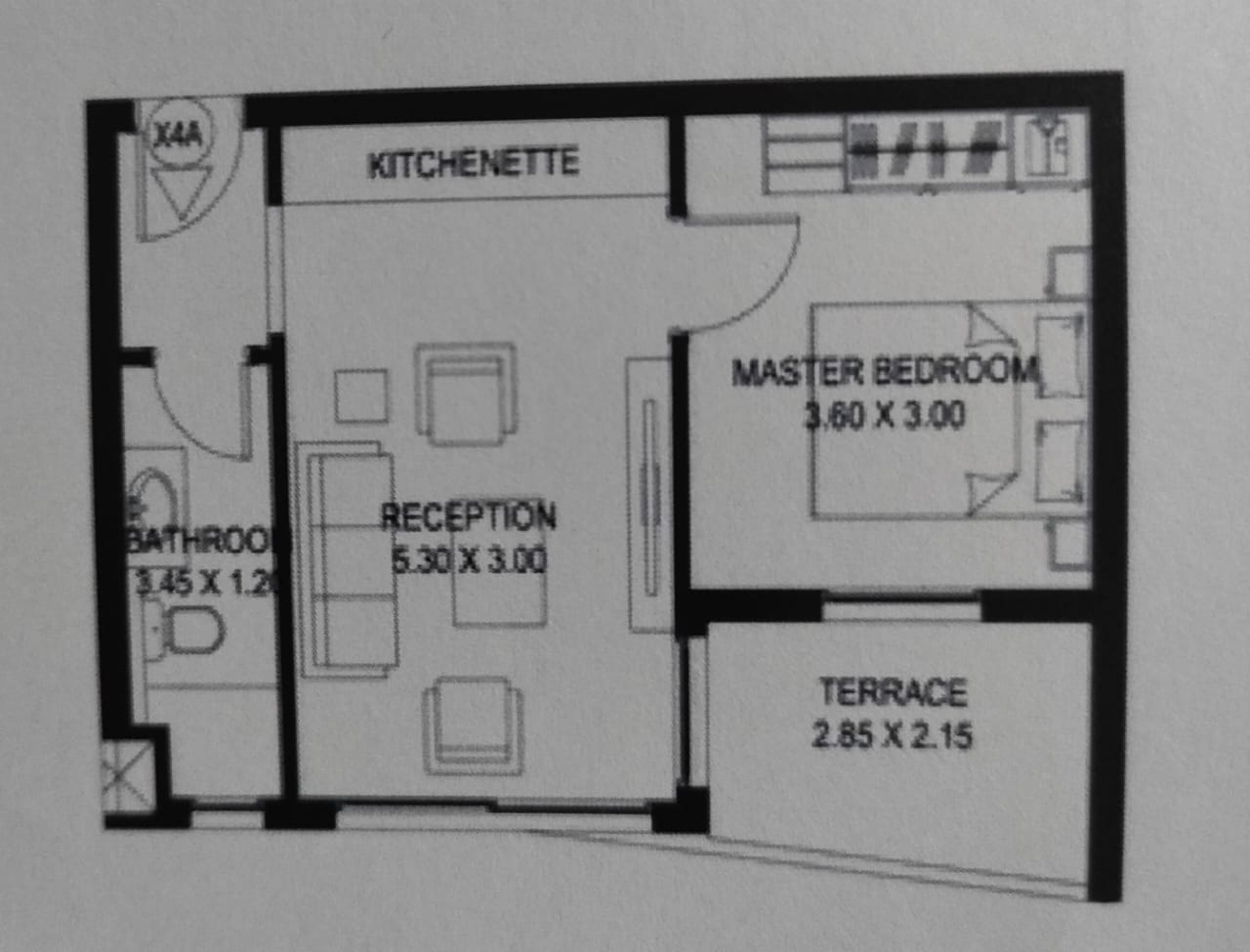 Floor plan for studio at Taj City