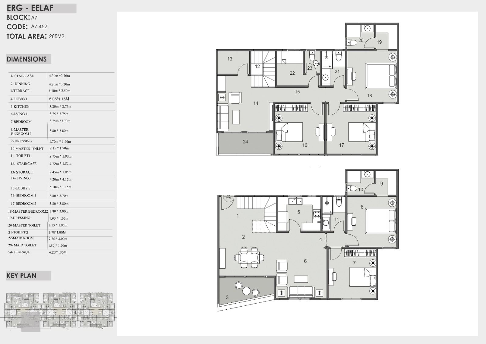 Floor plan for duplex at Eelaf Residence