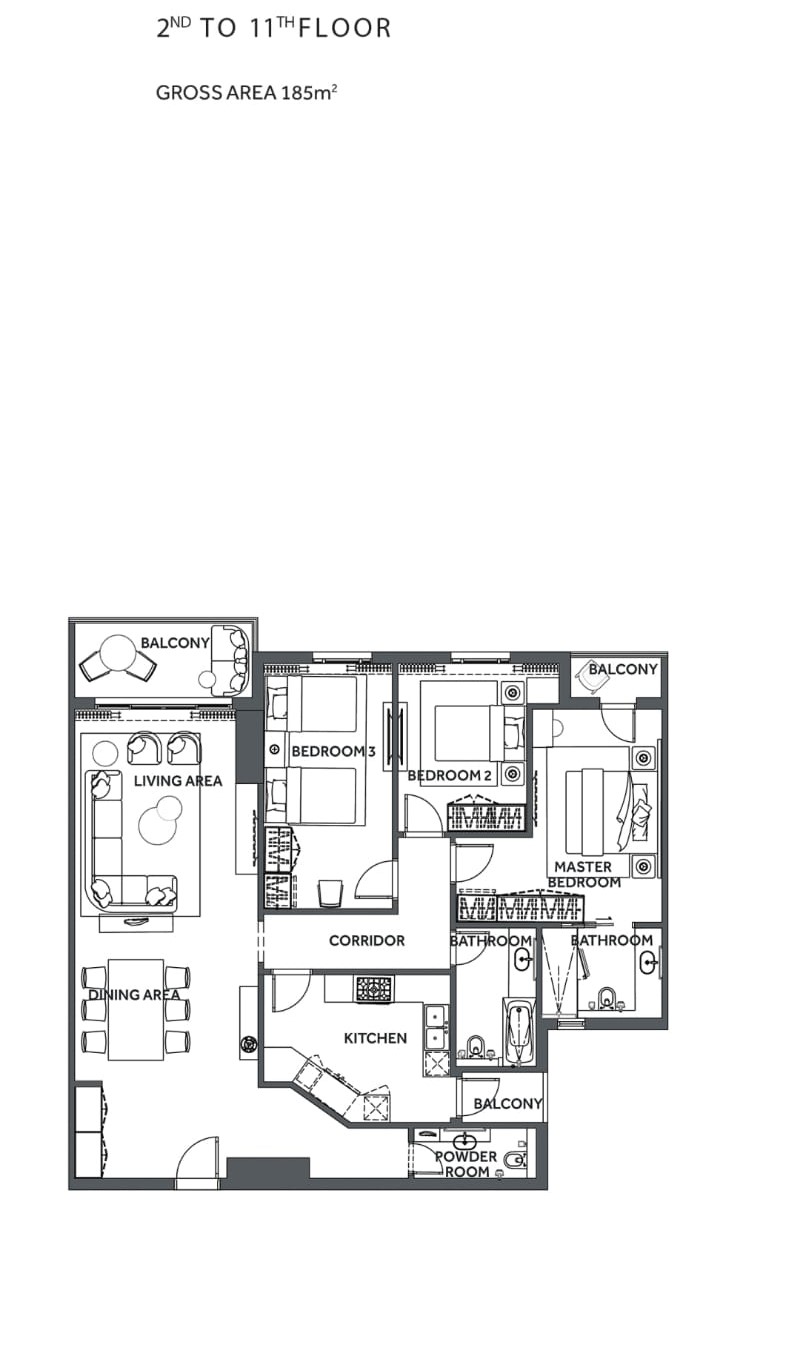 Floor plan for apartment at Marriott Residences Heliopolis