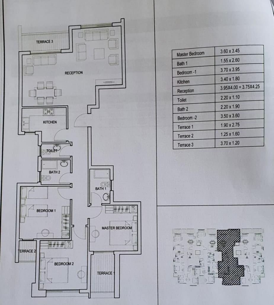 Floor plan for apartment at Taj City