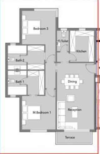 Floor plan for apartment at Badya
