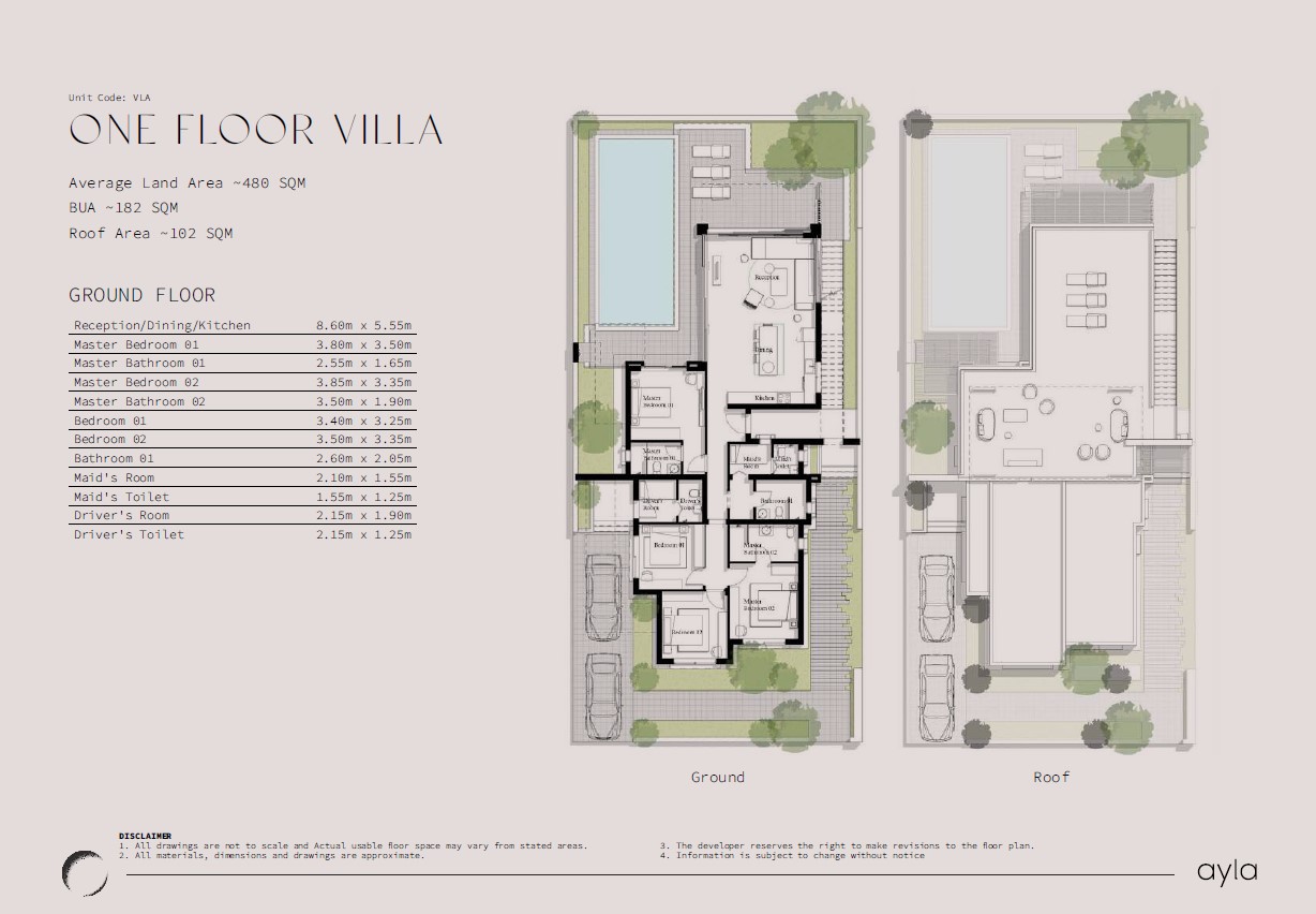 Floor plan for villa at Ayla Jefaira