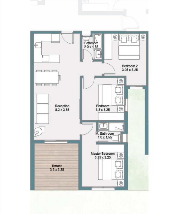 Floor plan for chalet at Fouka Bay