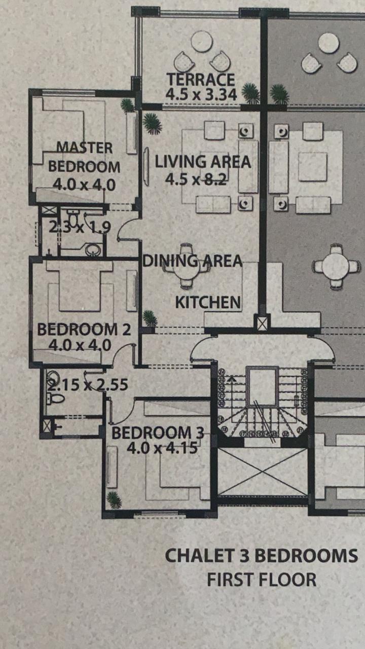 Floor plan for chalet at Amwaj