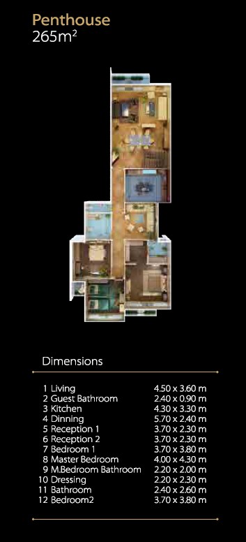 Floor plan for penthouse at Midtown New Cairo