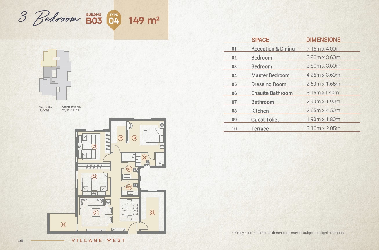 Floor plan for apartment at Village West