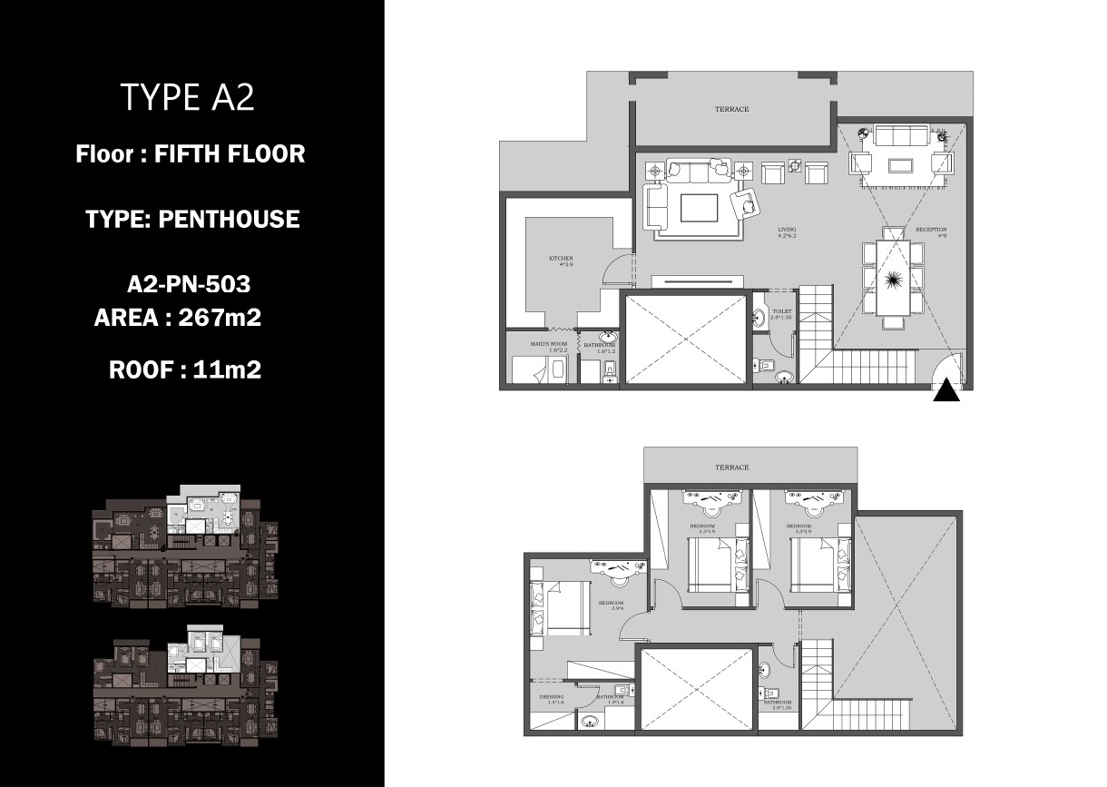 Floor plan for penthouse at Peerage Residence