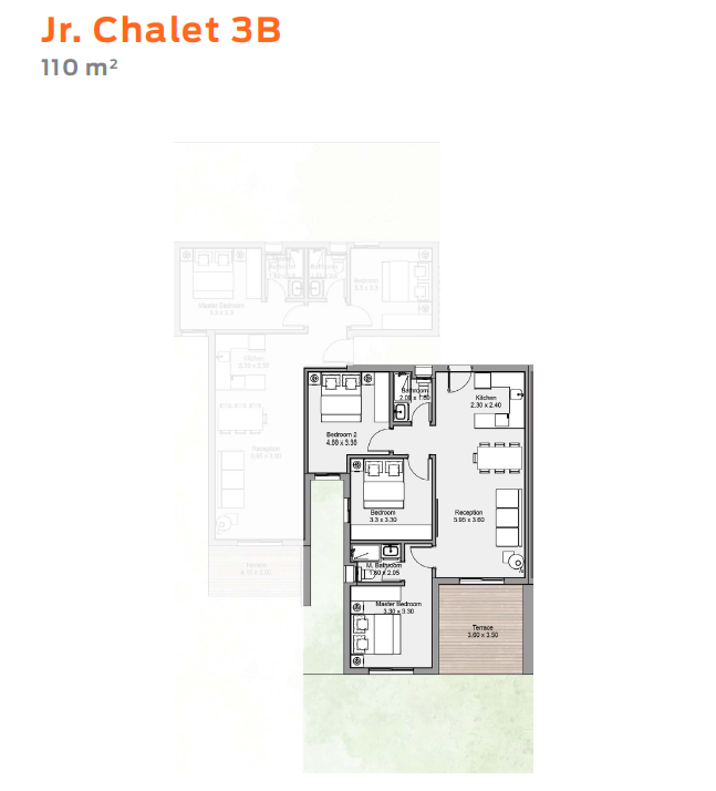 Floor plan for chalet at D-Bay