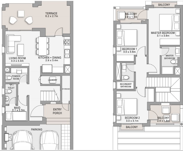 Floor plan for townhouse at Altea Marassi