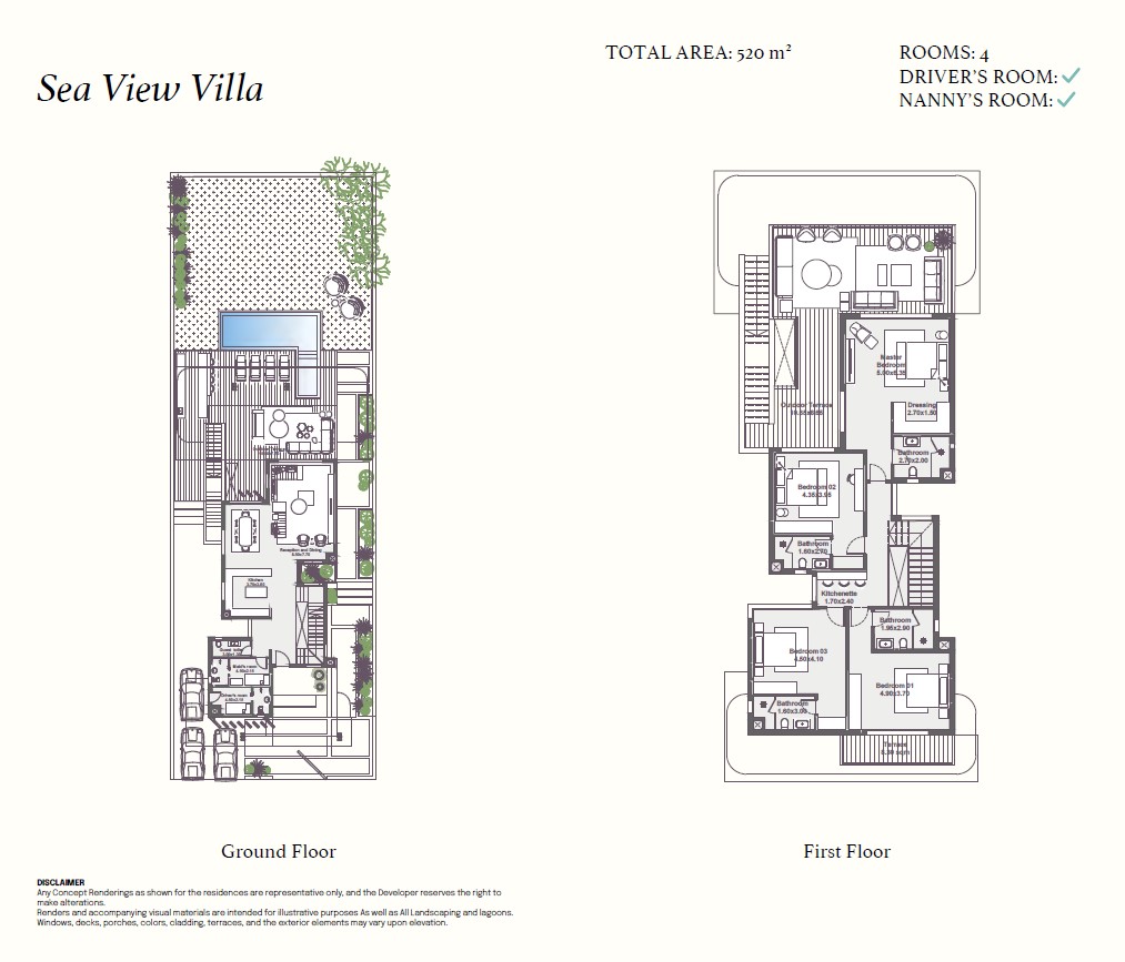 Floor plan for villa at Zoya Ghazala Bay