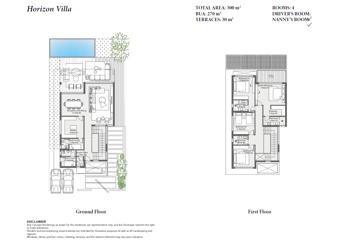 Floor plan for villa at Zoya Ghazala Bay