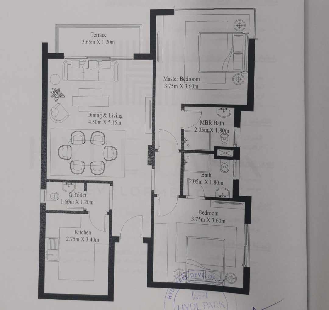 Floor plan for apartment at Garden Residence Hyde Park