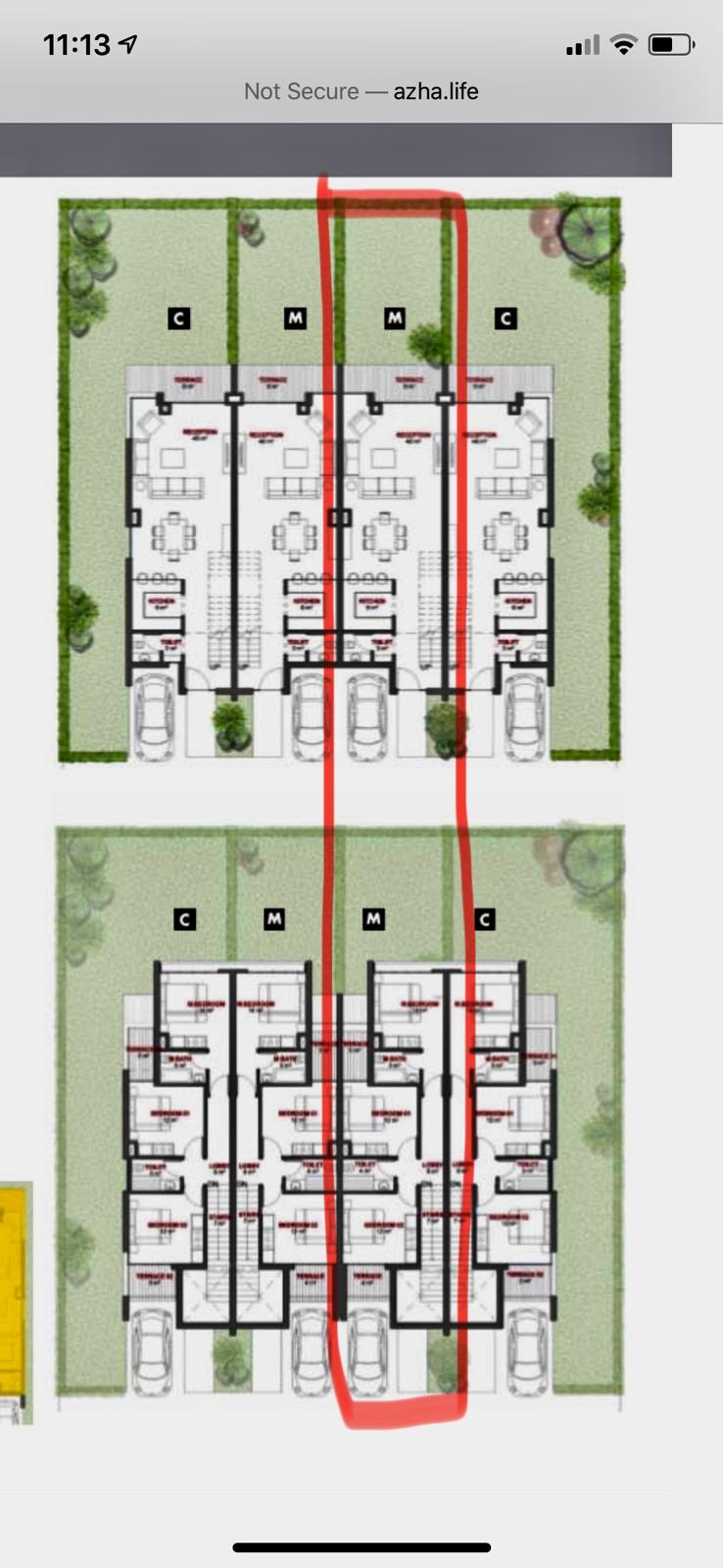 Floor plan for townhouse at Azha