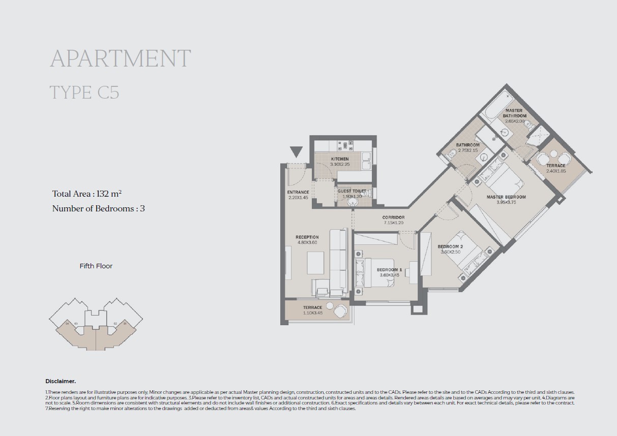 Floor plan for apartment at Al Maqsad Park