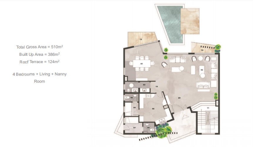 Floor plan for villa at Vinci