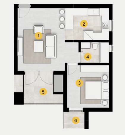 Floor plan for studio at ZED