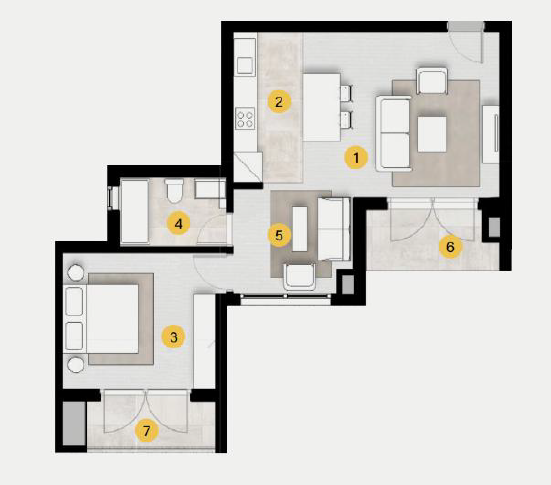 Floor plan for studio at ZED