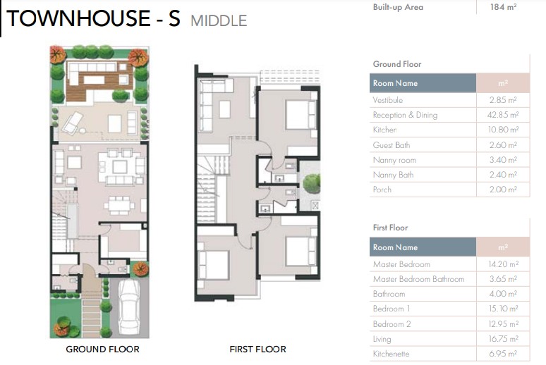Floor plan for townhouse at Badya