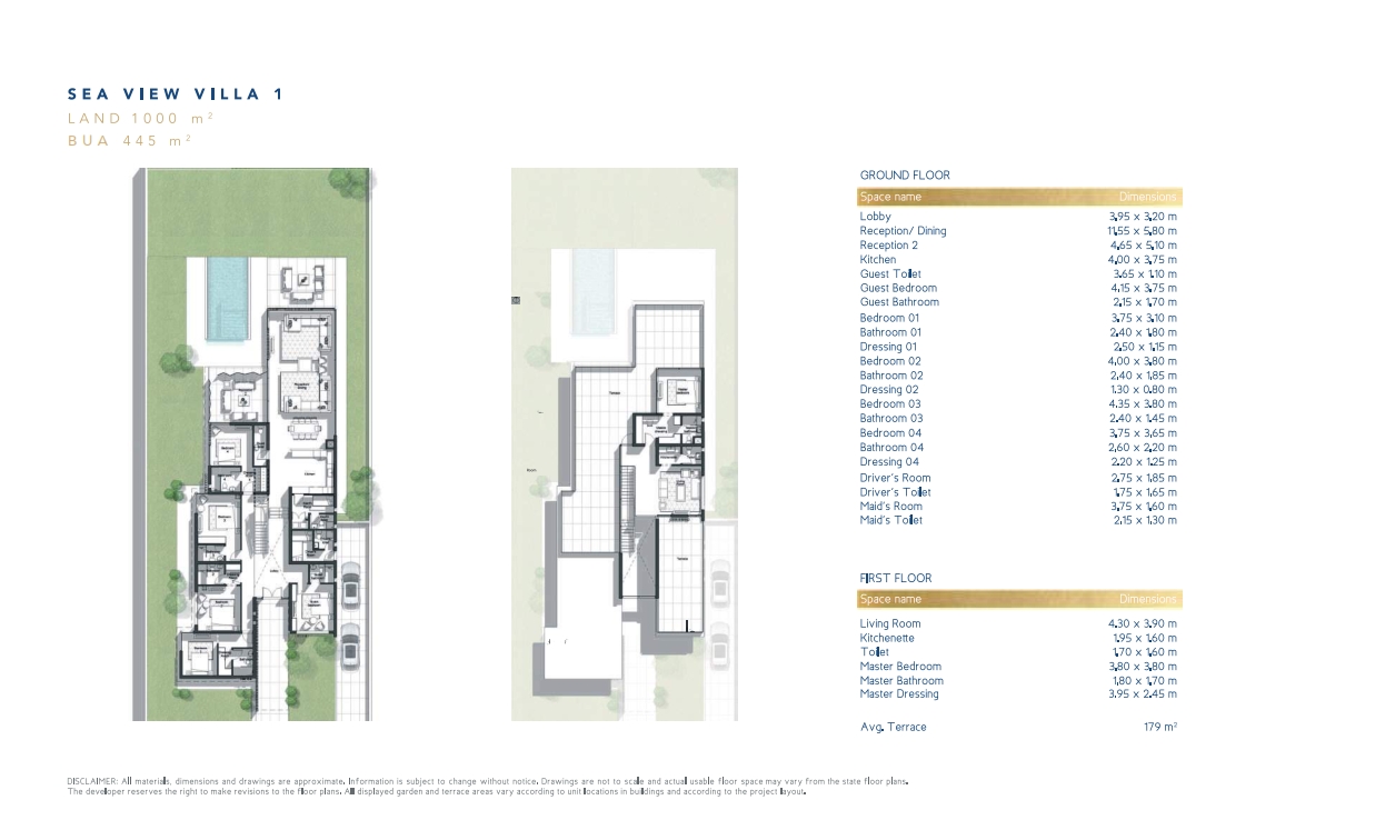 Floor plan for villa at Jefaira