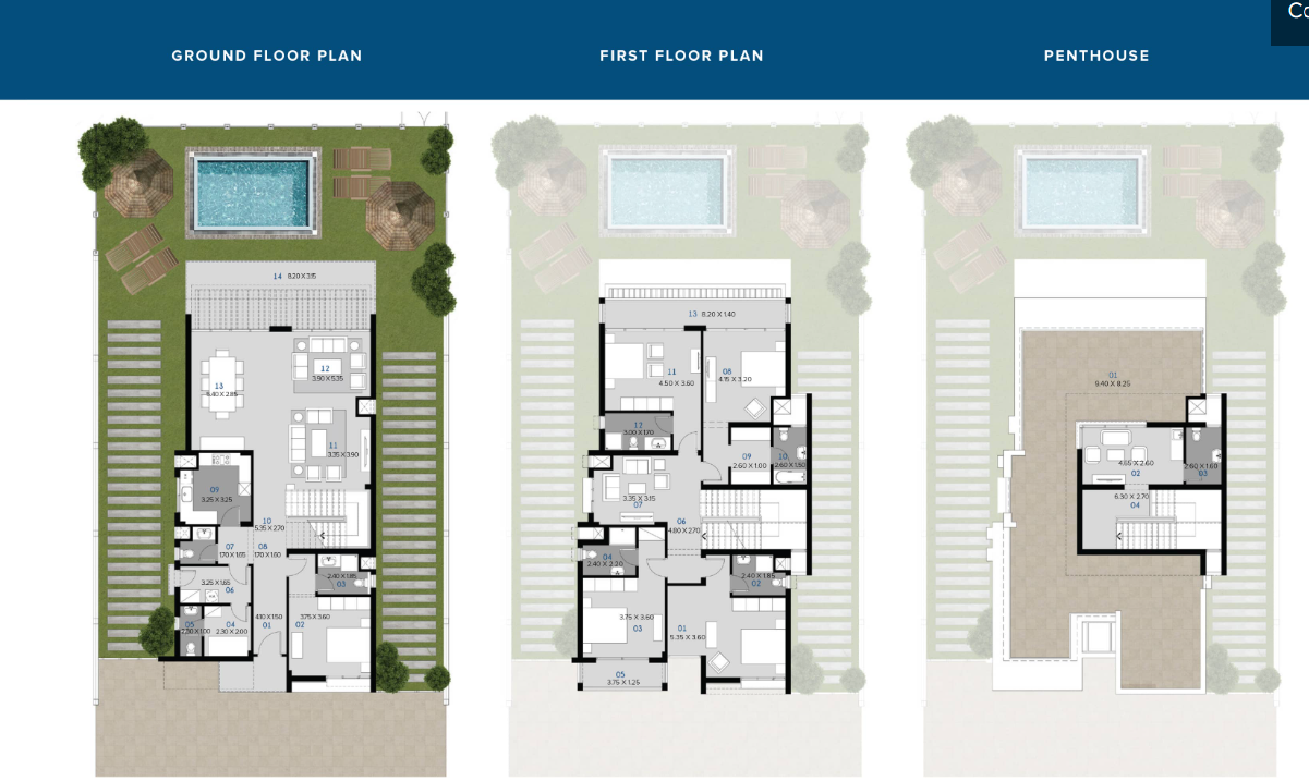 Floor plan for villa at Mazarine