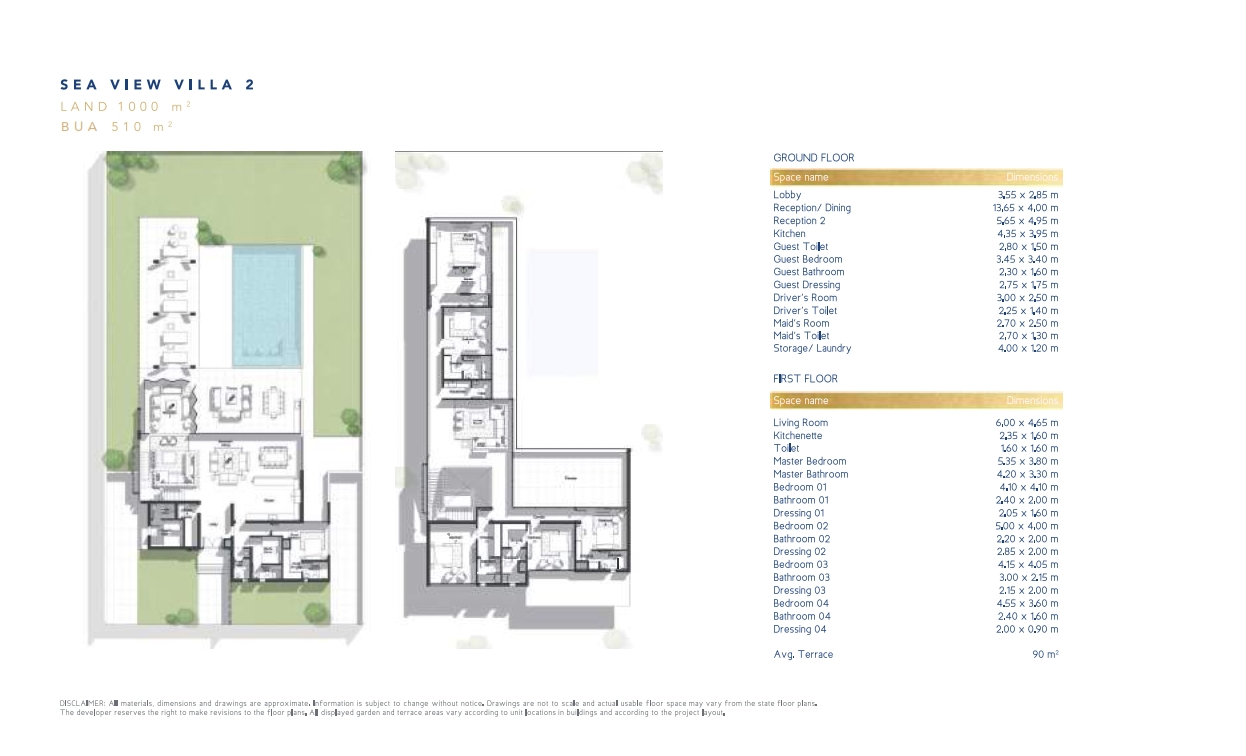 Floor plan for villa at Jefaira