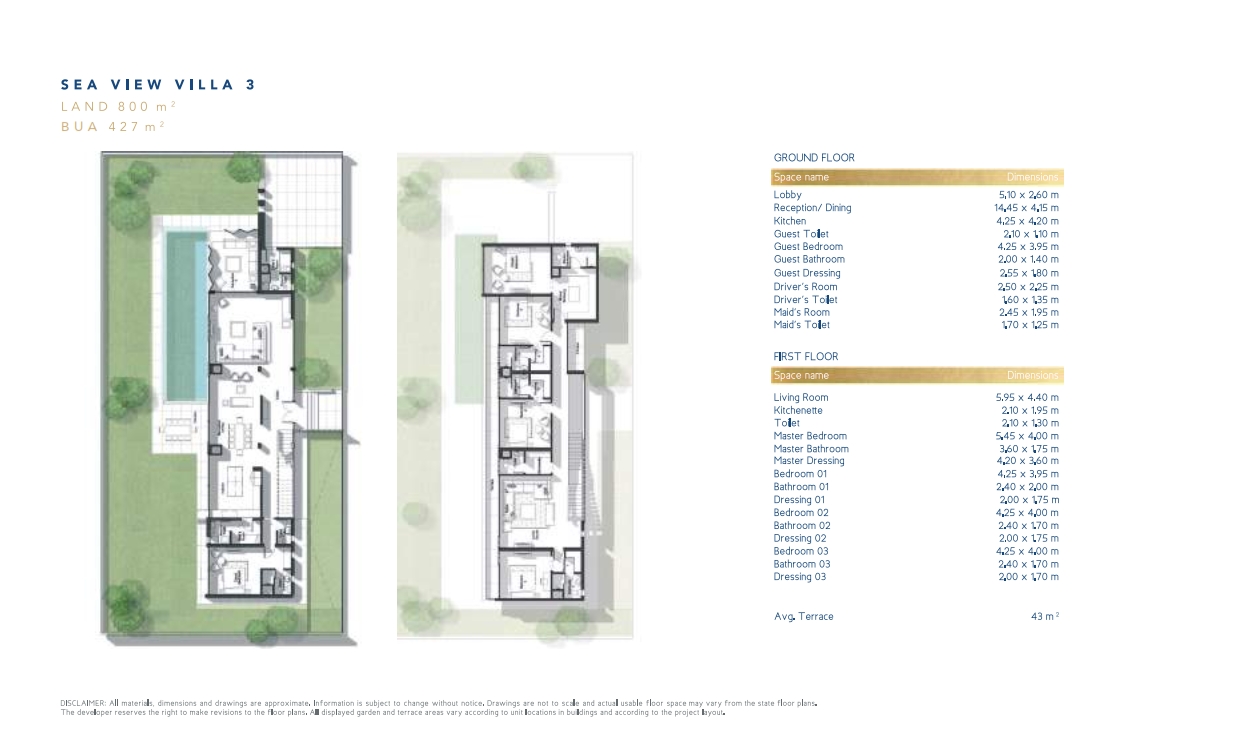 Floor plan for villa at Jefaira