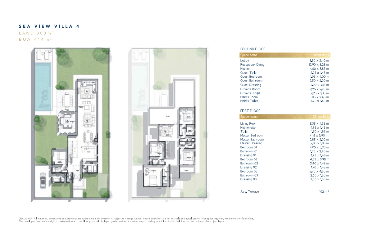 Floor plan for villa at Jefaira