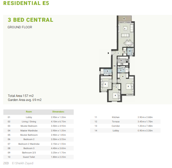 Floor plan for apartment at Zed The U