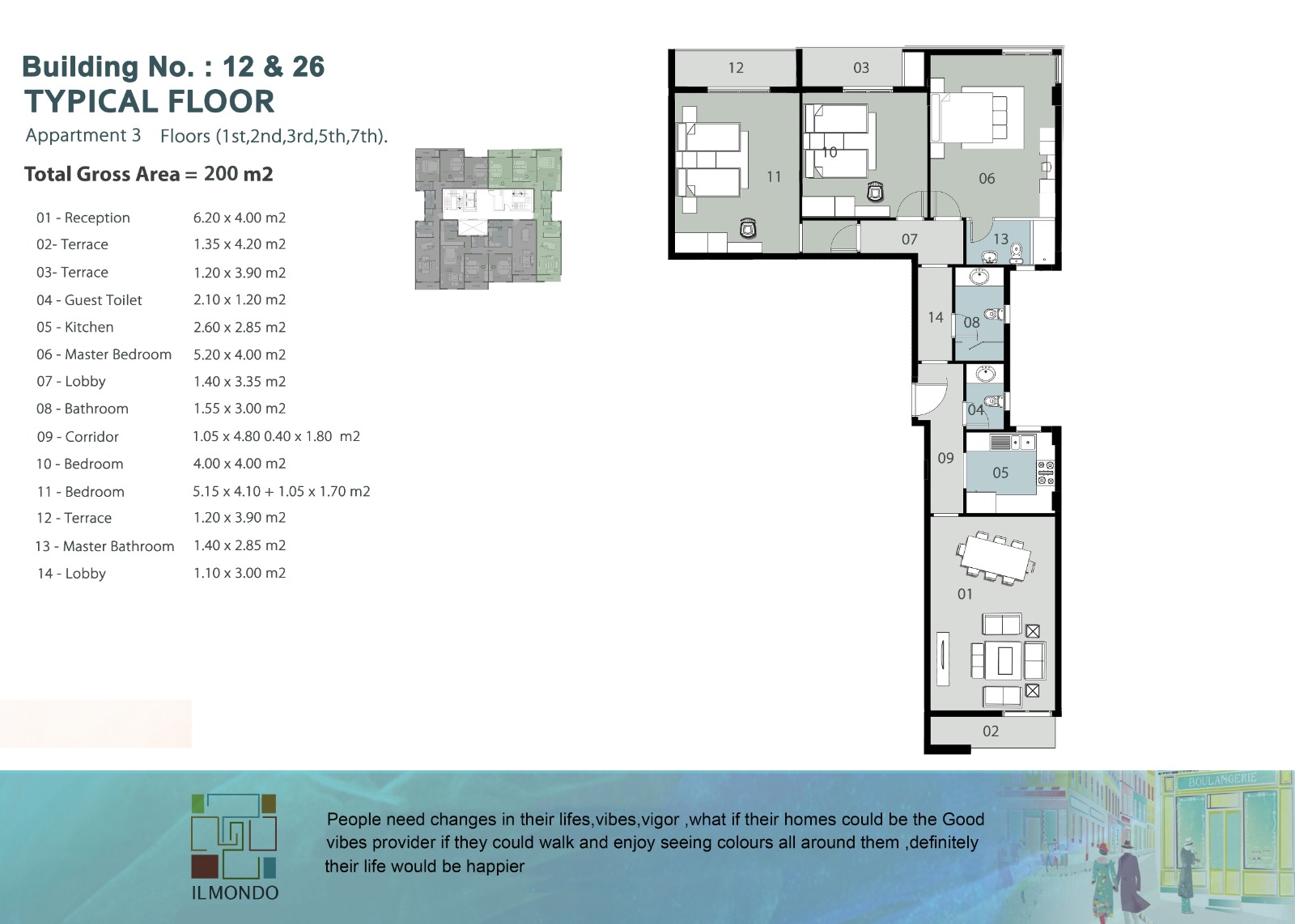 Floor plan for apartment at IL Mondo