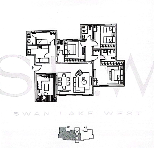 Floor plan for apartment at Swan Lake West
