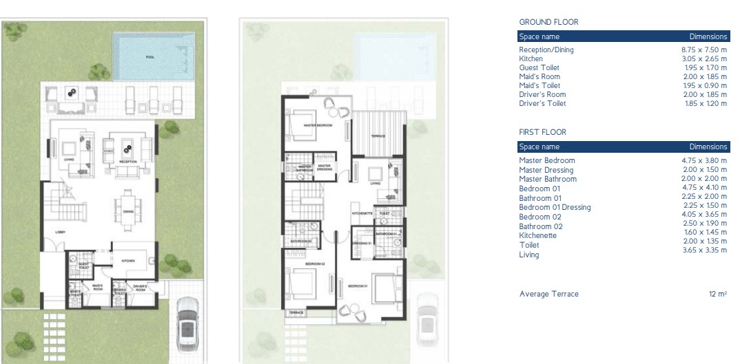 Floor plan for villa at Jefaira