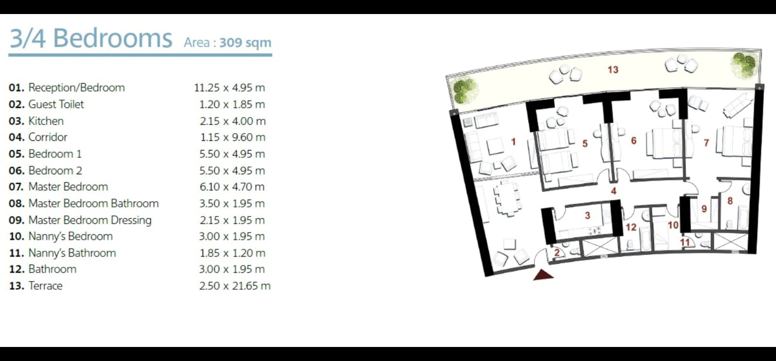 Floor plan for apartment at The Gate - New Alamein
