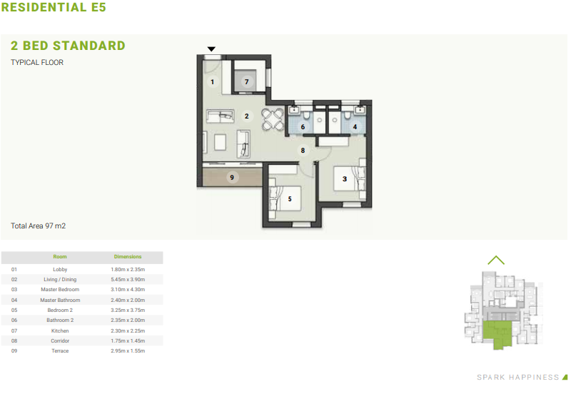 Floor plan for apartment at Zed The U