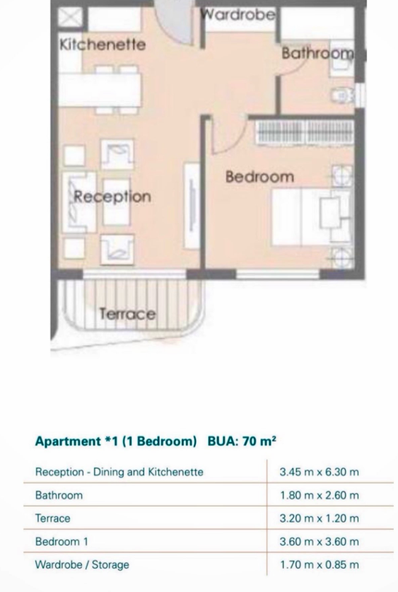 Floor plan for apartment at Palm Hills New Cairo