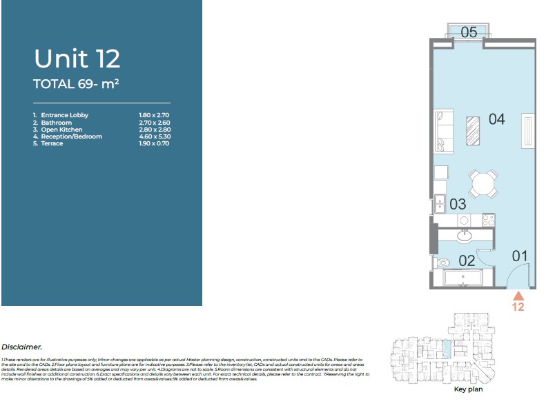 Floor plan for studio at Il Latini City Edge