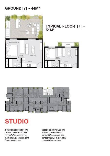 Floor plan for studio at Notion