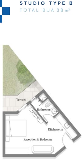 Floor plan for studio at Jefaira