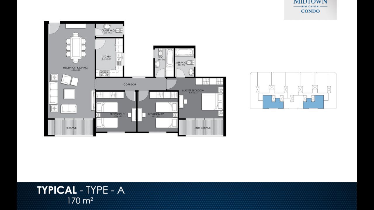 Floor plan for apartment at Midtown condo