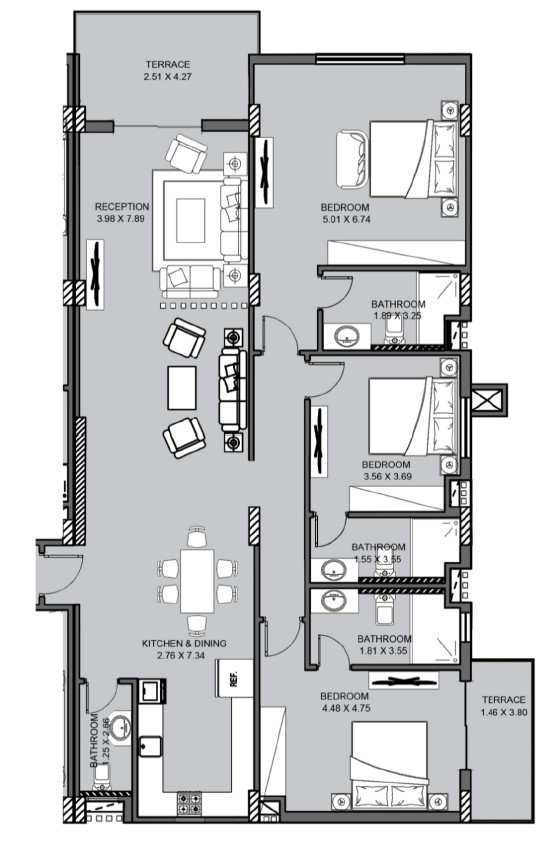 Floor plan for chalet at Direction White
