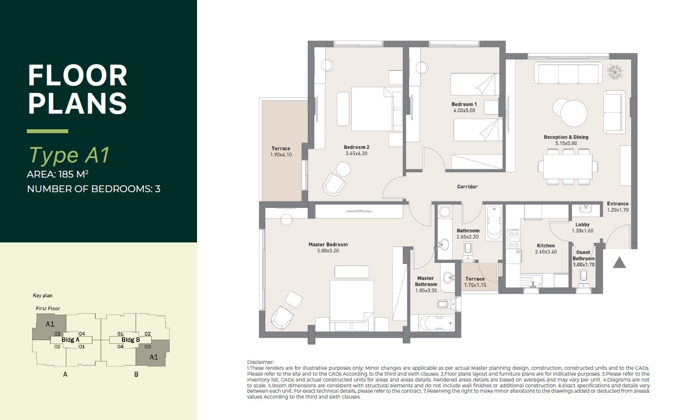 Floor plan for apartment at Al Maqsad