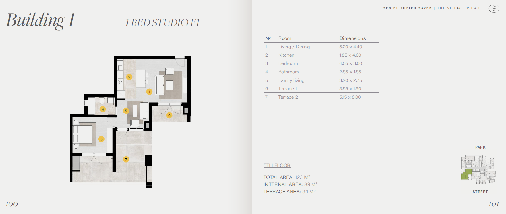 Floor plan for studio at ZED