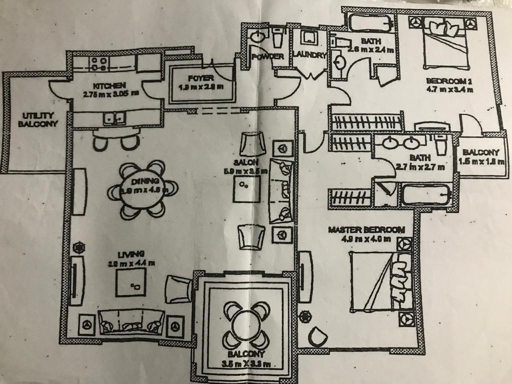 Floor plan for apartment at Uptown Cairo
