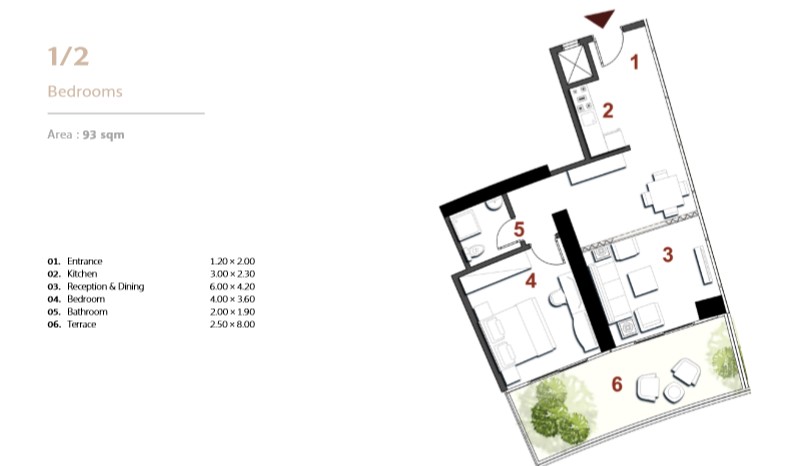 Floor plan for apartment at The Gate - New Alamein
