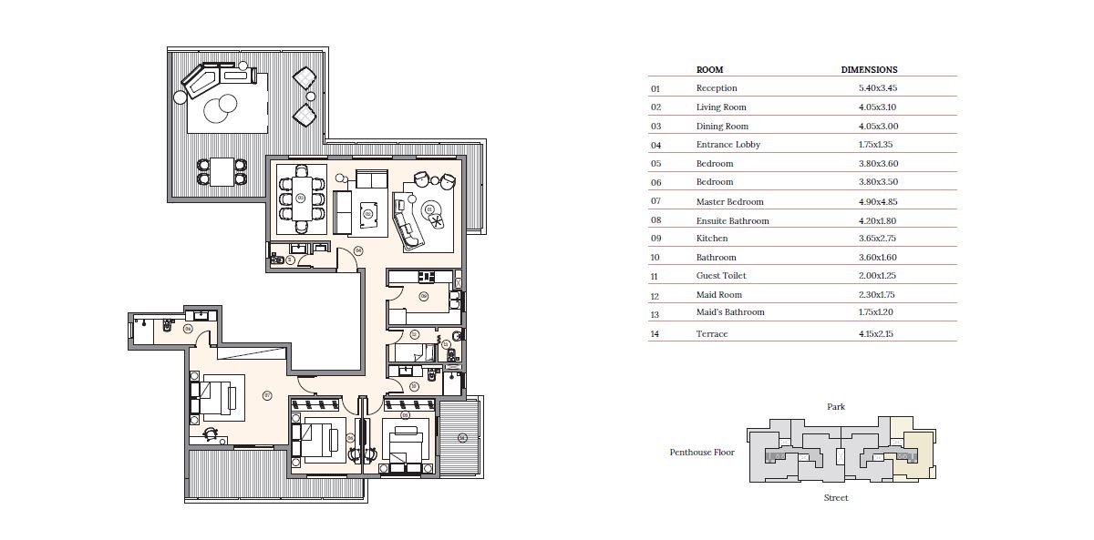 Floor plan for penthouse at HAPTown