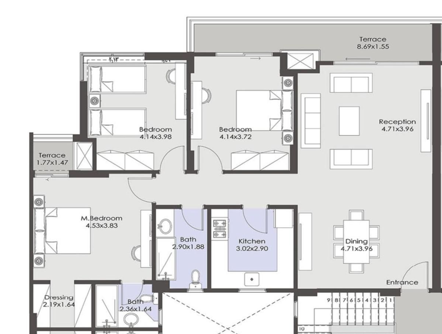 Floor plan for apartment at El Patio Oro