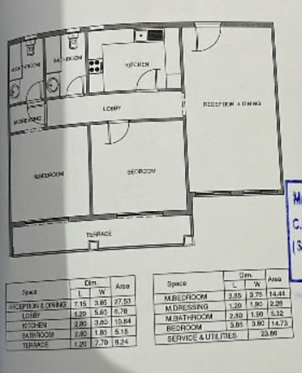 Floor plan for apartment at Aliva Mountain View Mostakbal City