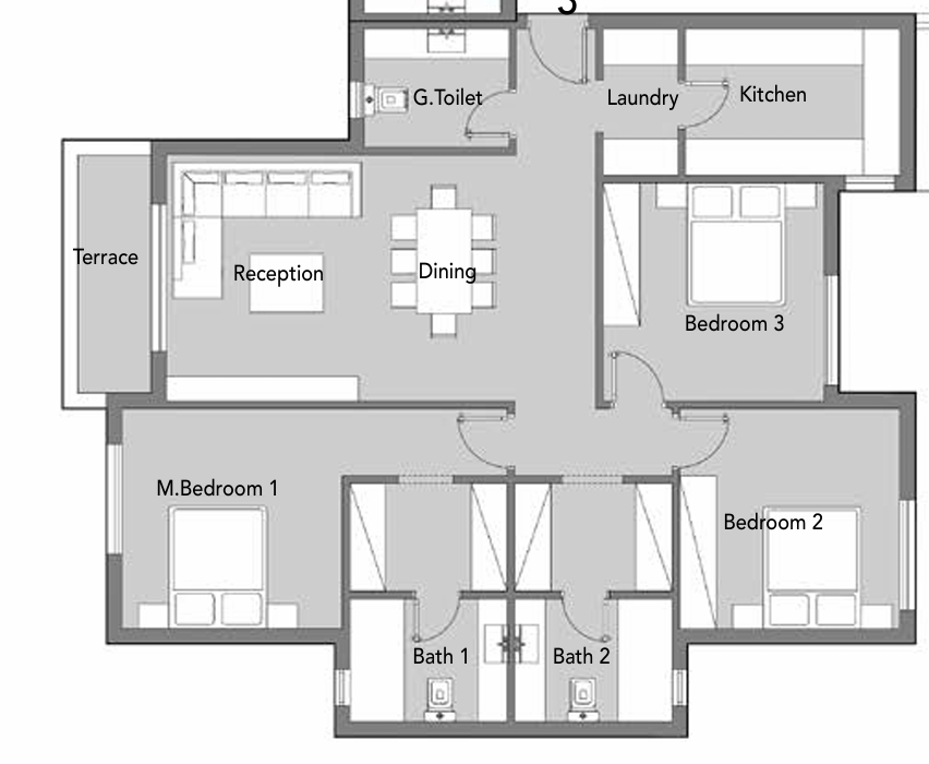 Floor plan for apartment at Badya