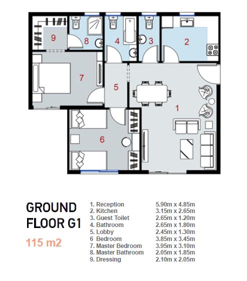 Floor plan for apartment at La Verde Casette